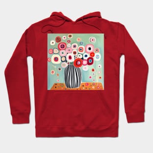 Cute Abstract Flowers in a Striped Vase Still Life Painting Hoodie